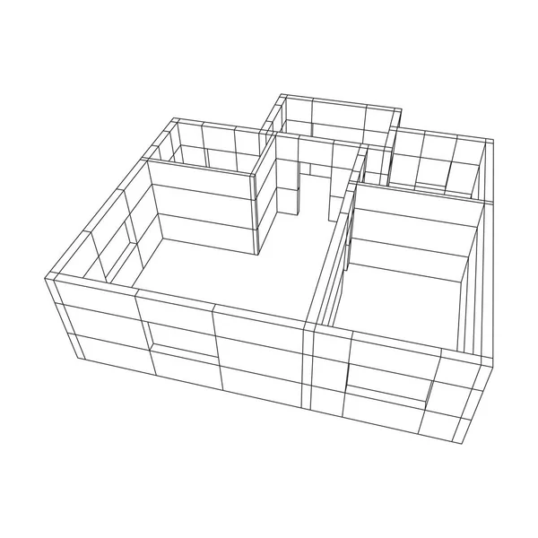 Wireframe arkitekturen byggnad. — Stock vektor