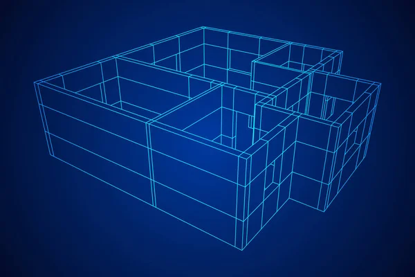 Drátový model architektury budovy. — Stockový vektor