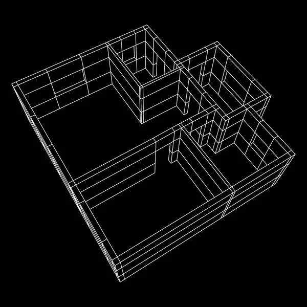 Edificio de arquitectura Wireframe . — Vector de stock