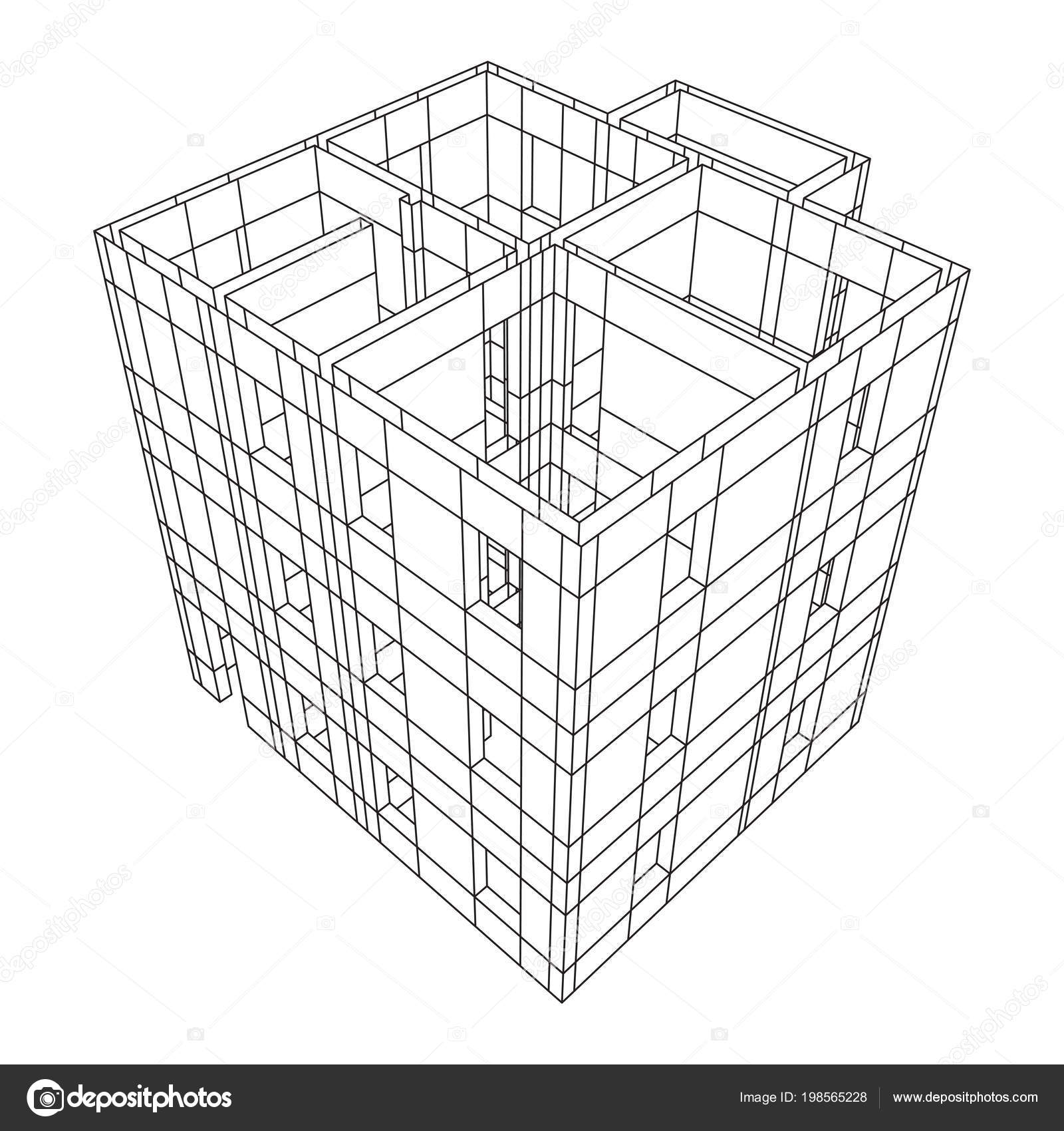 wireframe architecture building stock vector newb1 wireframe architecture