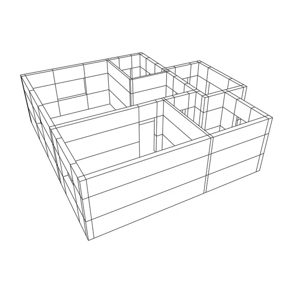 Edificio architettura wireframe . — Vettoriale Stock