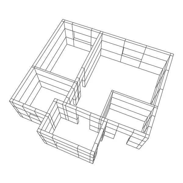 Архитектурное здание Wireframe . — стоковый вектор