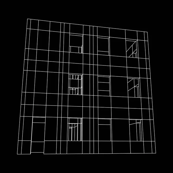 Архитектурное здание Wireframe . — стоковый вектор