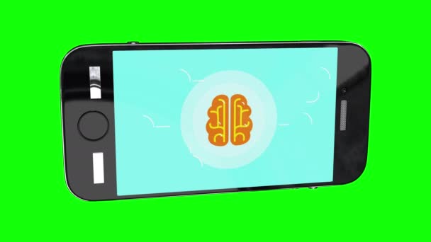 Smartphone met hersenen infographic concept. — Stockvideo