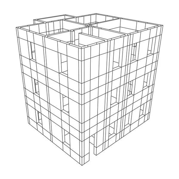 Edificio de arquitectura Wireframe . — Vector de stock