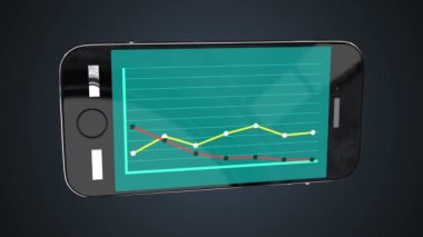Çizgi grafikler ile eksen ile akıllı telefon. Animasyon.