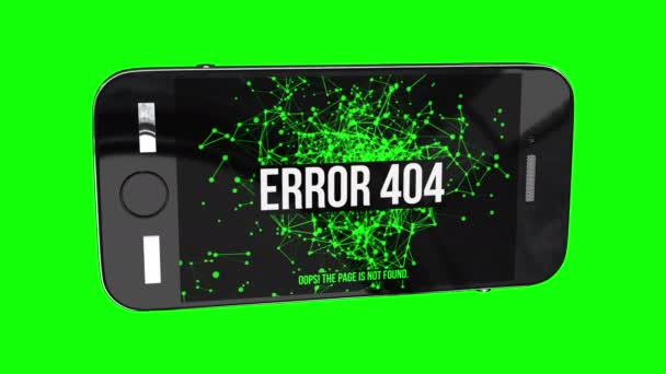 Smartphone med sida inte grunda misstag 404 — Stockvideo