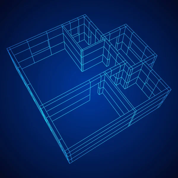 와이어 프레임 구조 건물. — 스톡 벡터