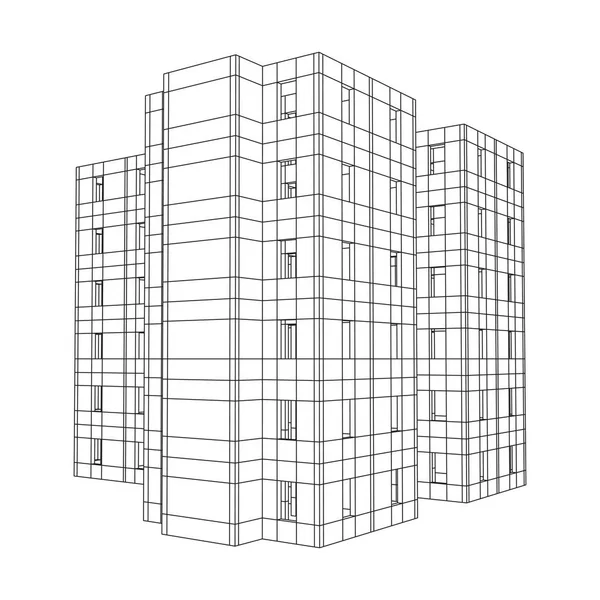 Архитектурное здание Wireframe . — стоковый вектор