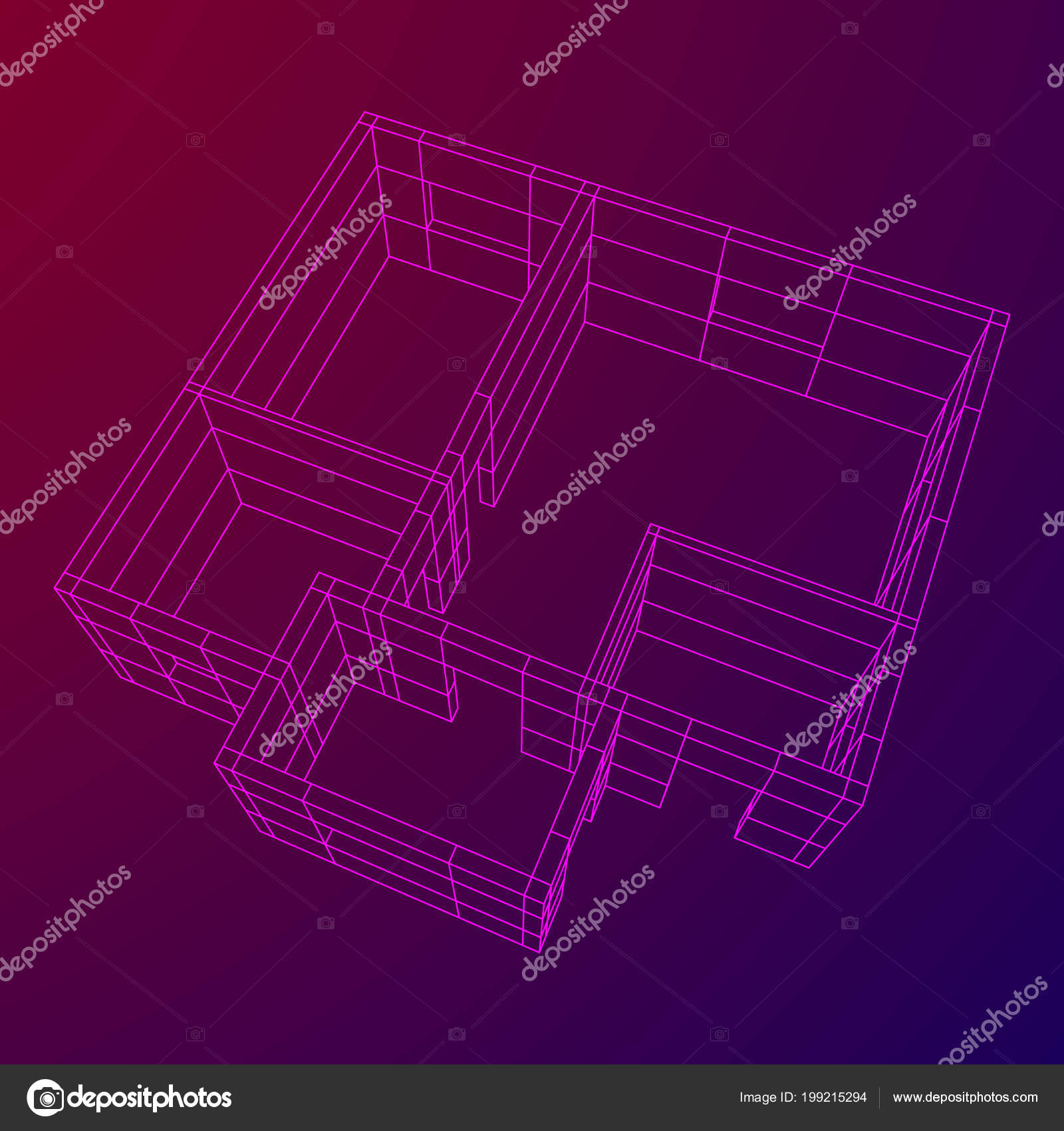 Wireframe architecture building. Stock Vector by ©newb1 199215294