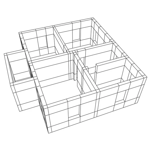 Edificio de arquitectura Wireframe . — Vector de stock