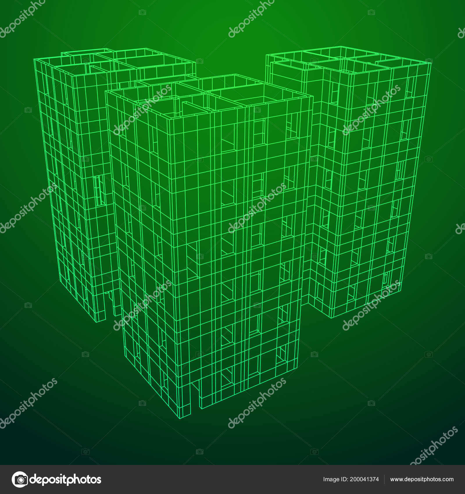 Wireframe architecture building. Stock Vector Image by ©newb1 #200041374