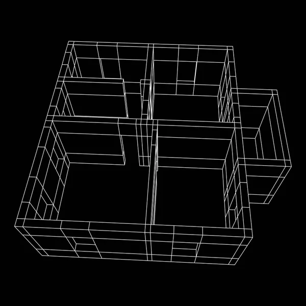 ワイヤ フレーム アーキテクチャの構築. — ストックベクタ