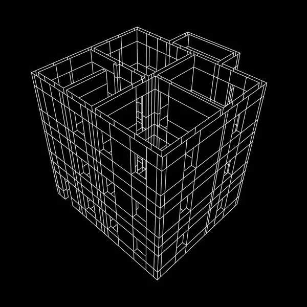 Edificio architettura wireframe . — Vettoriale Stock