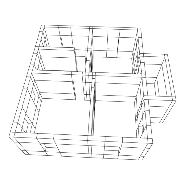 Drátový model architektury budovy. — Stockový vektor