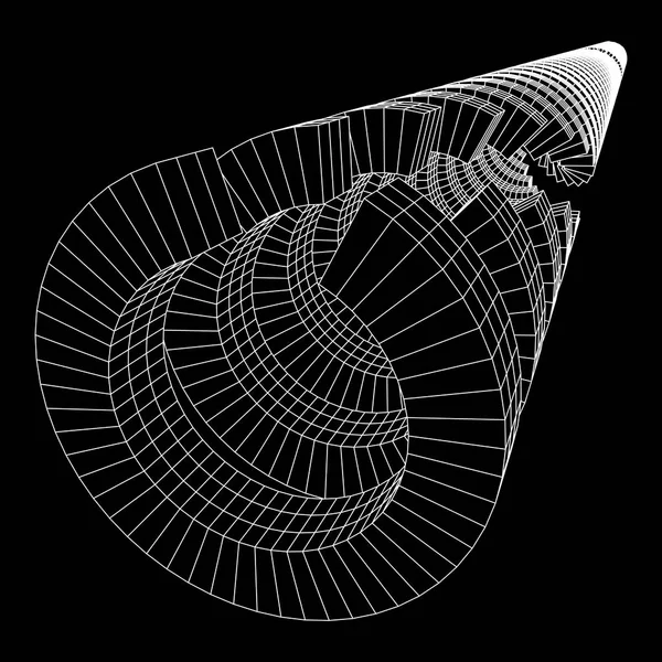 Futuristische tunnel van draadframe laag poly mesh bouw — Stockvector