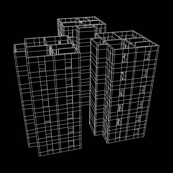 Model szkieletowy architektura budynek. — Wektor stockowy
