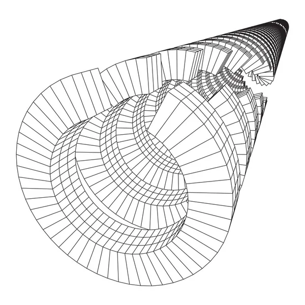 Futuristiska tunnel av wireframe låg poly mesh konstruktion — Stock vektor