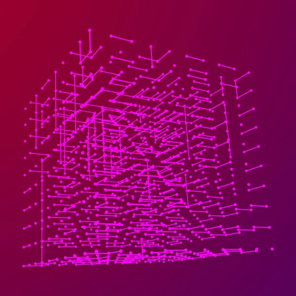 Cubo de malha Wireframe . — Vetor de Stock