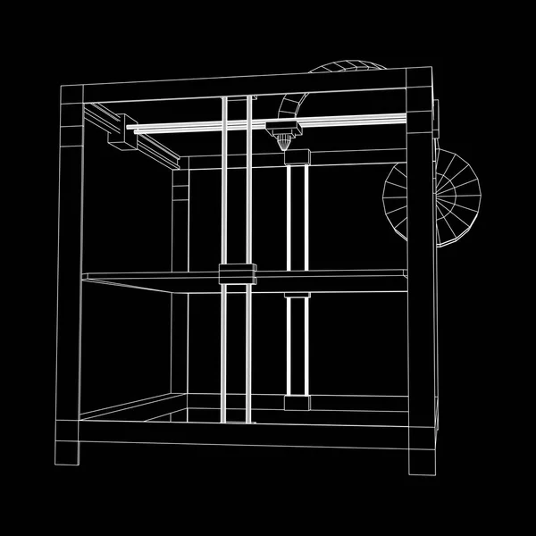 Impresora 3D Wireframe — Archivo Imágenes Vectoriales