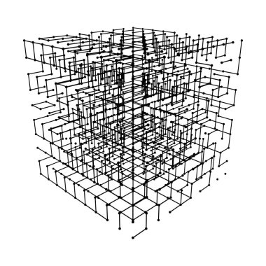 Wireframe Mesh Cube. clipart