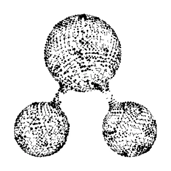 Molécula de água de malha de arame H2O — Vetor de Stock