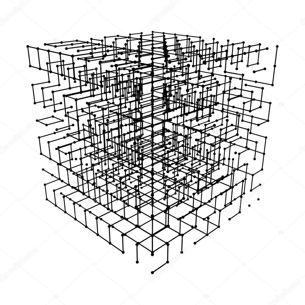 Wireframe Mesh Cube.