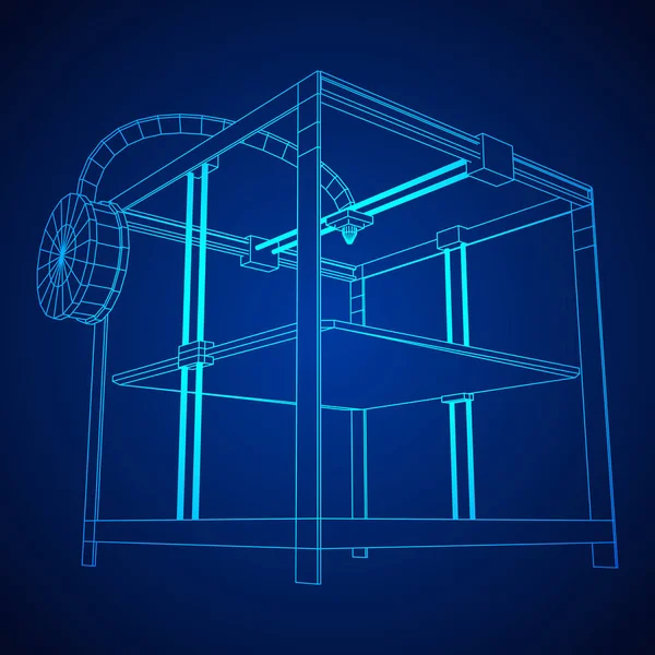 Model szkieletowy 3D drukarki — Wektor stockowy