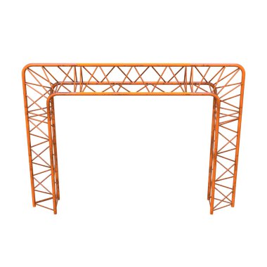 Metal kafes kiriş öğesi. 3d render üzerinde beyaz izole