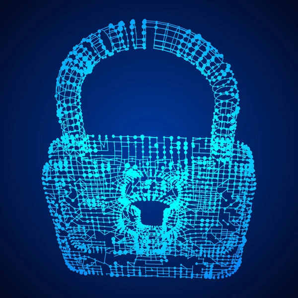 Concept de cybersécurité Padlock — Image vectorielle