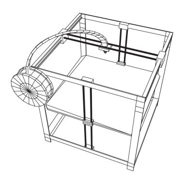 3D yazıcı tel kafes düşük poly mesh illüstrasyon vektör