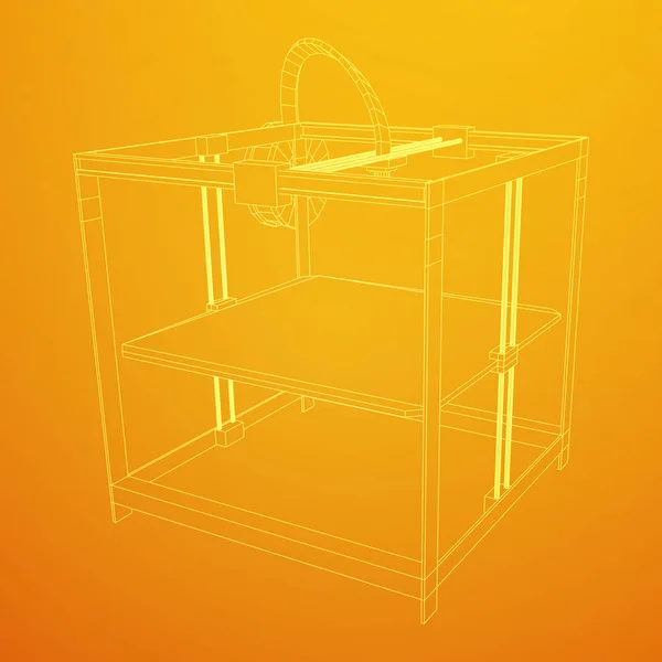 3D принтер Wireframe — стоковый вектор