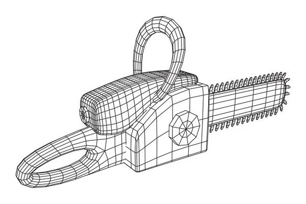 Modèle vectoriel de filaire de tronçonneuse — Image vectorielle