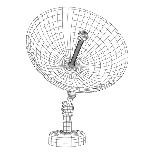 Antenne parabolique wireframe vecteur — Image vectorielle