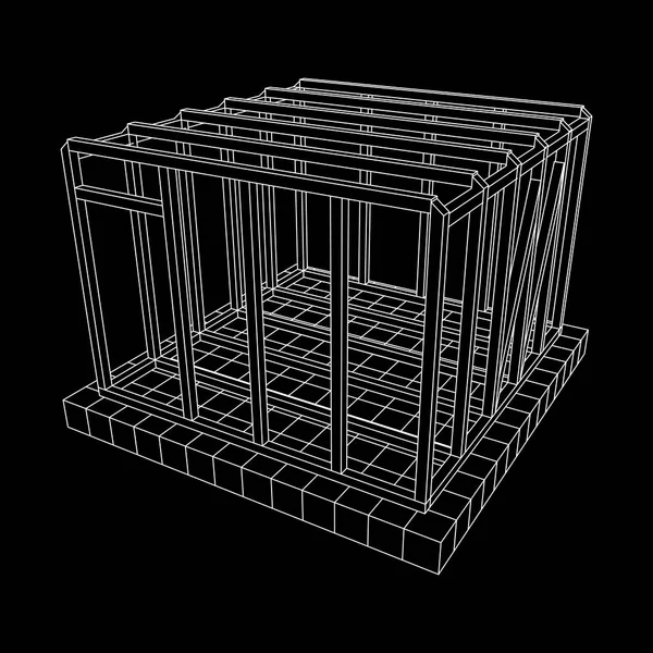 Wireframe framing house — Stock Vector