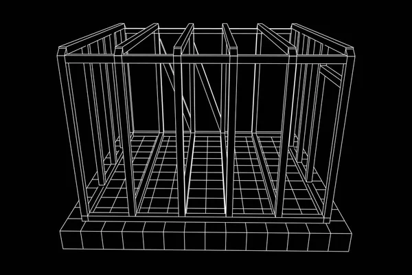 Casa de enquadramento de wireframe —  Vetores de Stock