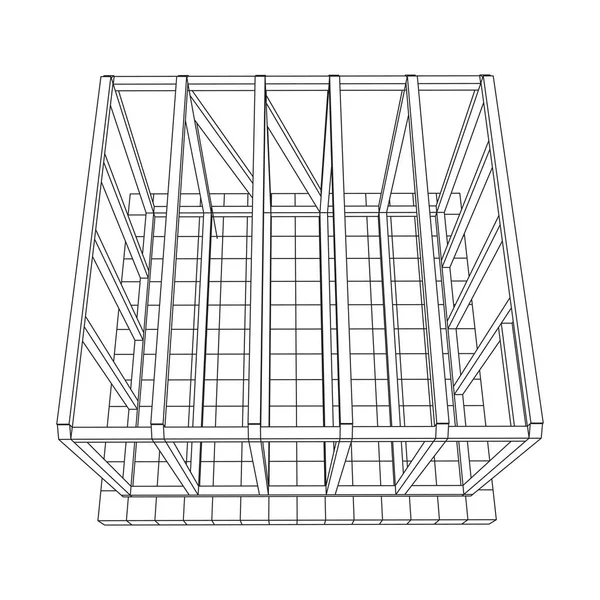 Casa de encuadre Wireframe — Archivo Imágenes Vectoriales