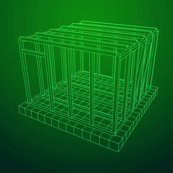 Drátový model rámců dům — Stockový vektor