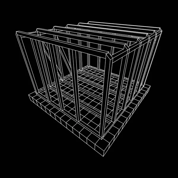 Casa de enquadramento de wireframe — Vetor de Stock