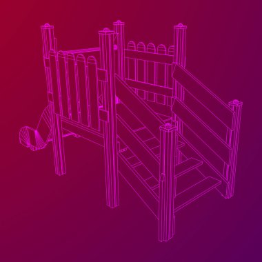 Bahçesi slayt tel kafes düşük poli kafes İnşaat. Vektör çizim