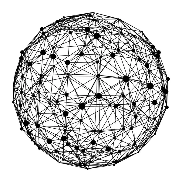 Big Data Visualization Hud Wireframe Mesh Sphere Dot Lines Analysis — Stock Vector