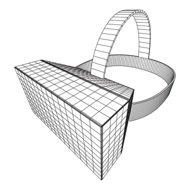 VR gözlük sanal gerçeklik kask kulaklık. Tel kafes düşük poli kafes vektör çizim