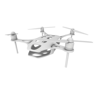 Uzaktan kumanda hava dron. Dron uçan. 3d render üzerinde beyaz izole