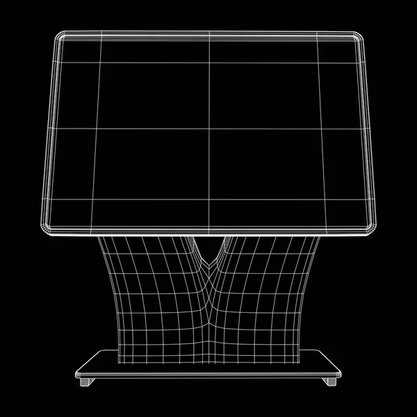 Support Écran Lcd Kiosque Salon Info Kiosque Wireframe Faible Illustration — Image vectorielle