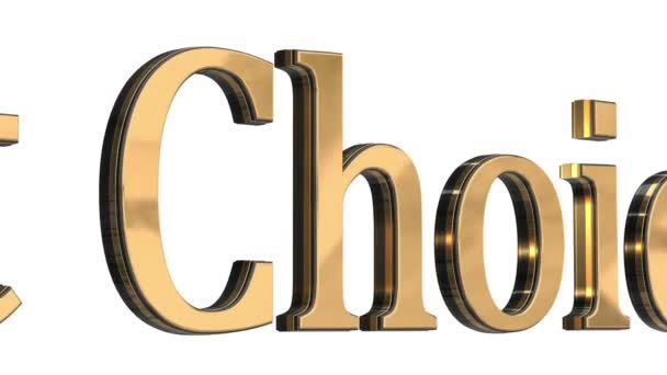 3d gold text letters best choice sale — Stock Video