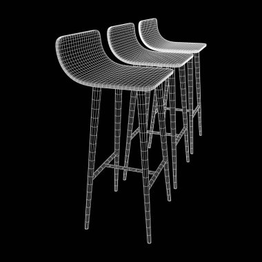 Bar tabure mobilya tel kafes planı. Doğrusal Anahat vektör çizim. Yüksek sandalye. İç Tasarım Bar.