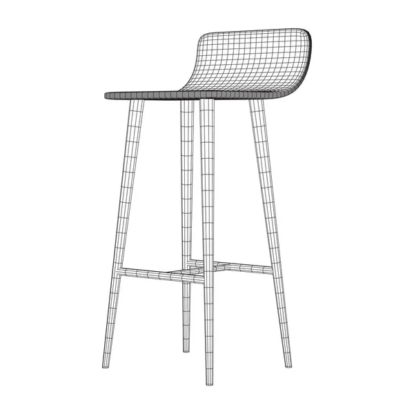 Batang bangku furniture wireframe - Stok Vektor