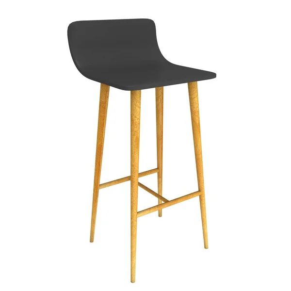 Bar stool furniture 3d render isolated on white. High chair. Bar interior design.