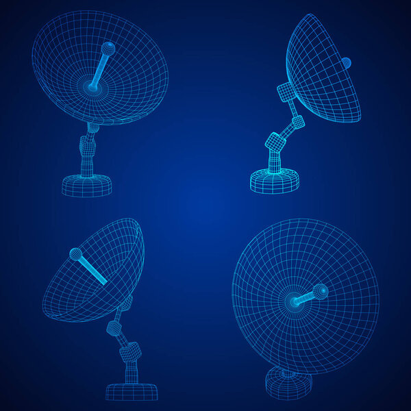 satellite dish wireframe vector