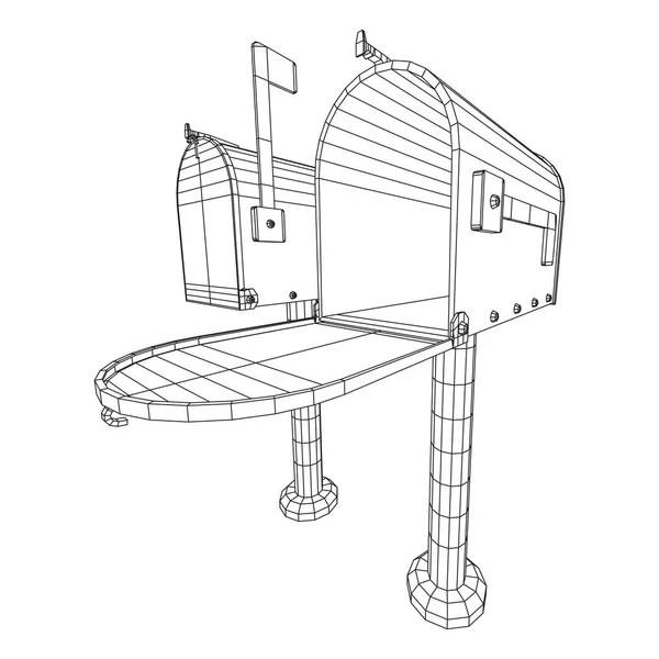 Korrespondenzbriefkasten-Wireframe — Stockvektor